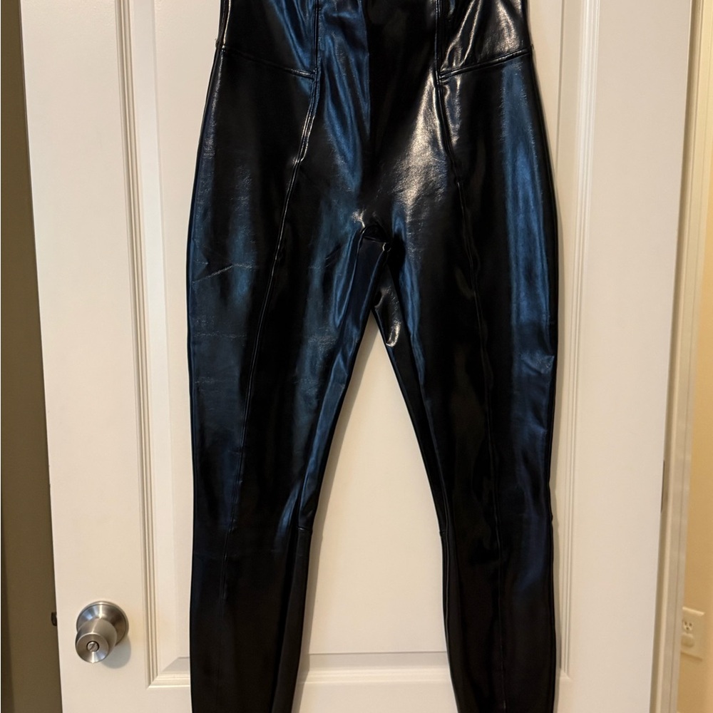 SPANX Black Faux Patent Leather Pants
